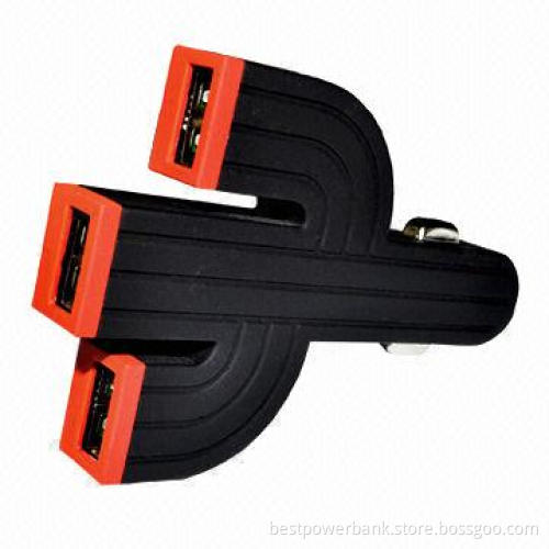 Three USB Car Charger with 5V/4.2A Output, 12-24V DC Input for iPhone/iPad